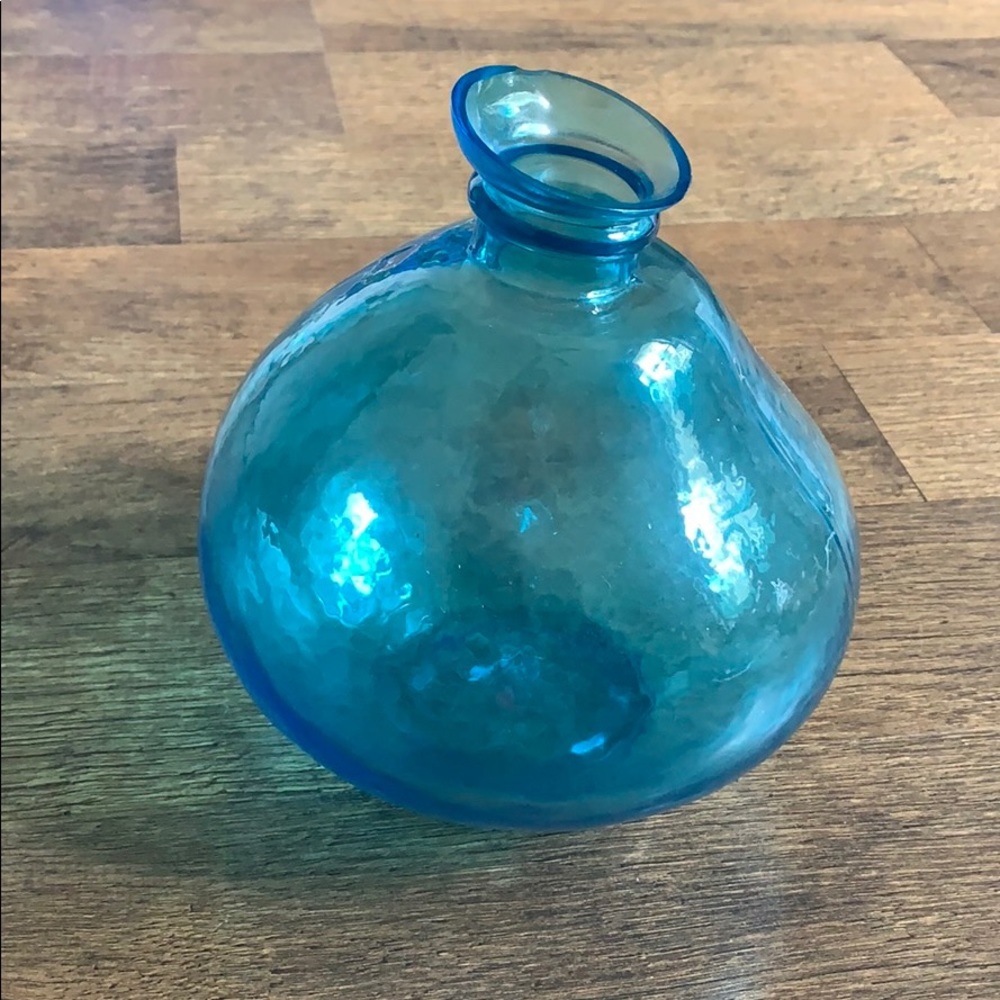 Aqua colored glass vase